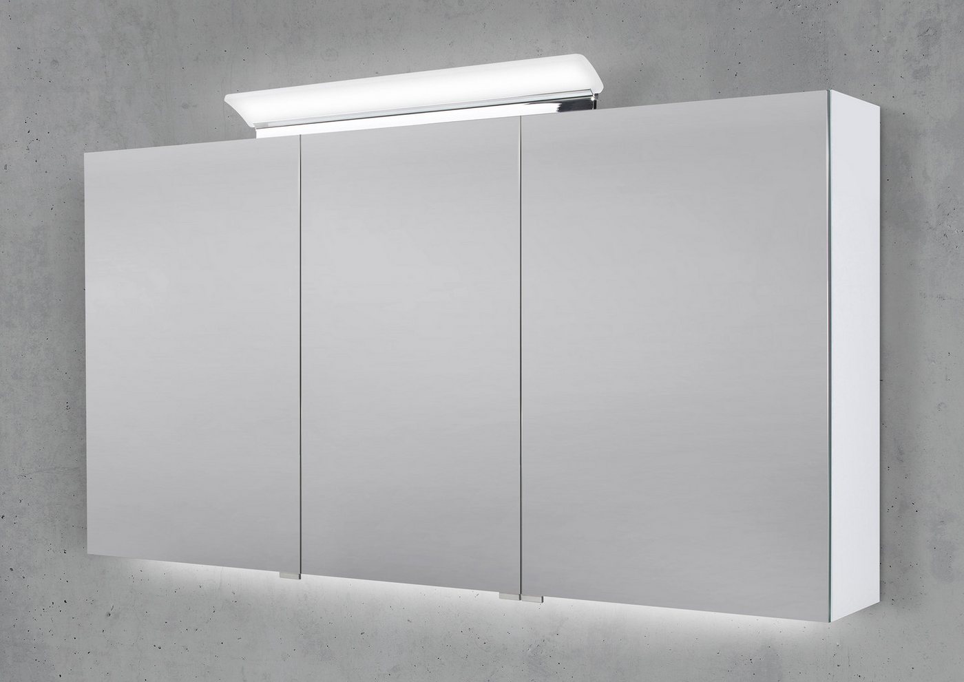 Intarbad Badezimmerspiegelschrank Spiegelschrank 140 cm LED Acryl Aufsatzleuchte doppelseitig von Intarbad