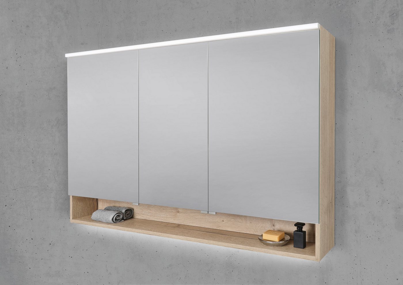 Intarbad Badezimmerspiegelschrank Spiegelschrank 140 cm mit offenem Fach MULTI Light LED Beleuchtung Intarbad Badezimmerspiegelschrank Spiegelschrank 140 cm mit offenem Fach MULTI Light LED Beleuchtung von Intarbad