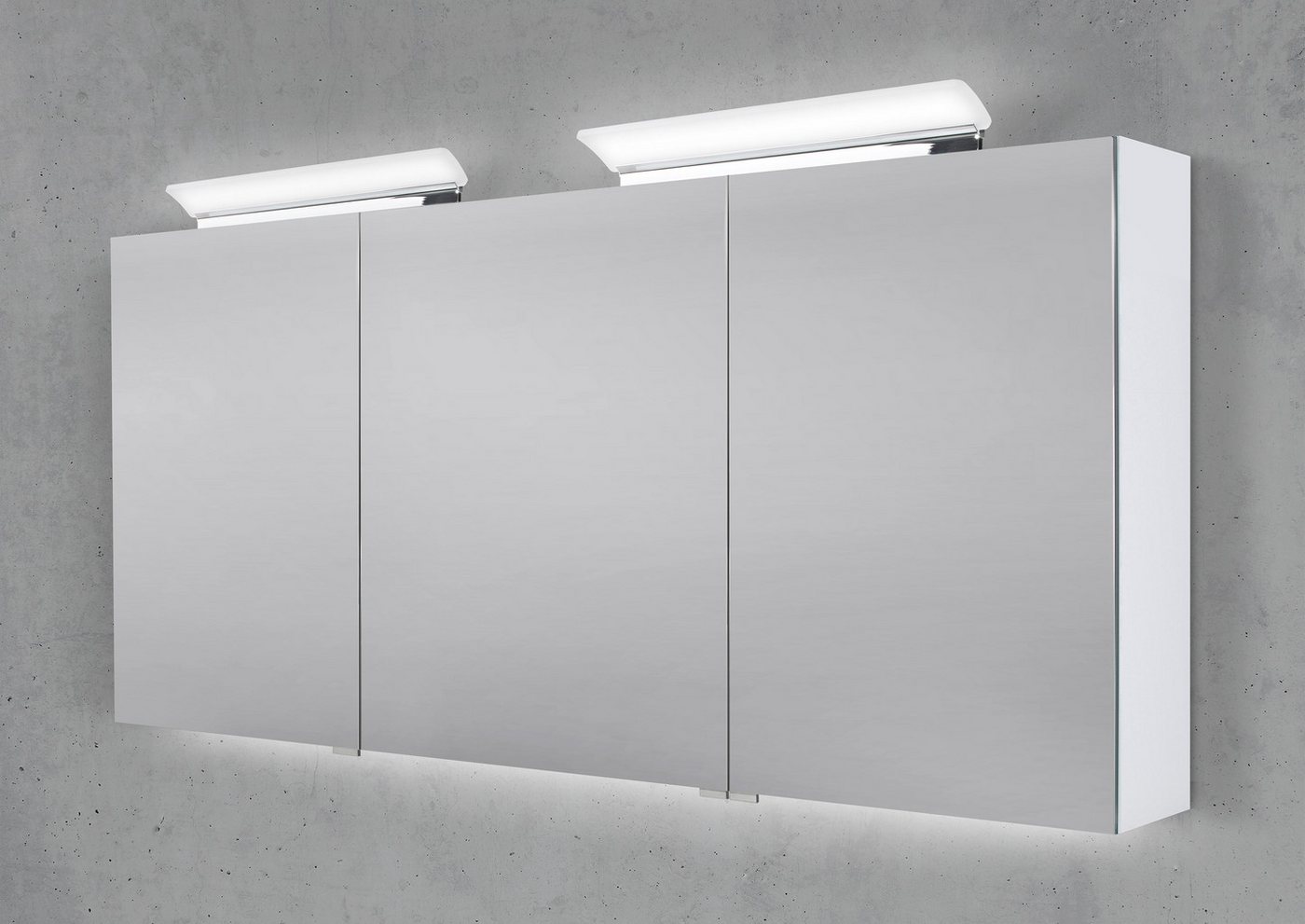Intarbad Badezimmerspiegelschrank Spiegelschrank 160 cm 2x LED Acryl Aufsatzleuchte doppelseitig von Intarbad