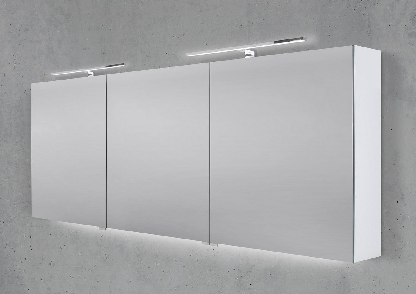 Intarbad Badezimmerspiegelschrank Spiegelschrank 180 cm mit 2x LED Chrom Beleuchtung Doppelspiegeltüren Intarbad Badezimmerspiegelschrank Spiegelschrank 180 cm mit 2x LED Chrom Beleuchtung Doppelspiegeltüren von Intarbad