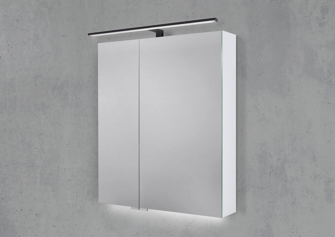 Intarbad Badezimmerspiegelschrank 60 cm mit MULTI LED Aufsatzleuchte Casella Eiche Grau Waschtisch Intarbad Badezimmerspiegelschrank 60 cm mit MULTI LED Aufsatzleuchte Casella Eiche Grau Waschtisch von Intarbad