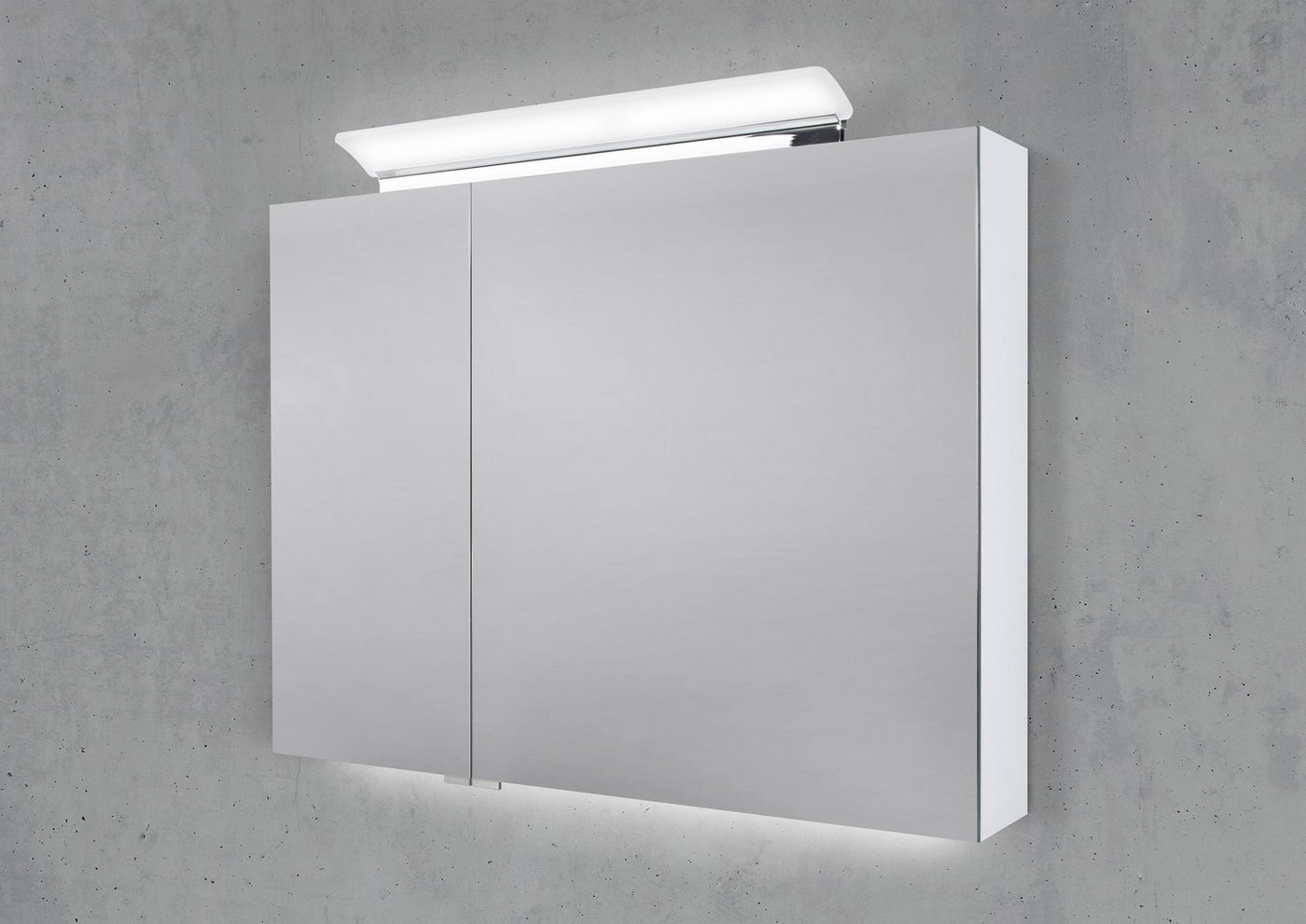 Intarbad Badezimmerspiegelschrank Spiegelschrank 90 cm LED Acryl Aufsatzleuchte doppelseitig verspiegelt Intarbad Badezimmerspiegelschrank Spiegelschrank 90 cm LED Acryl Aufsatzleuchte doppelseitig verspiegelt von Intarbad