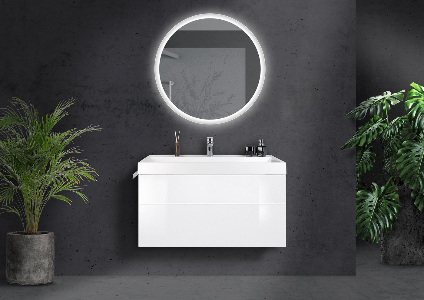 Intarbad Badmöbel-Set Badmöbel Bella grifflos 100 cm Evermite Waschtisch, mit Unterschrank Intarbad Badmöbel-Set Badmöbel Bella grifflos 100 cm Evermite Waschtisch, mit Unterschrank von Intarbad