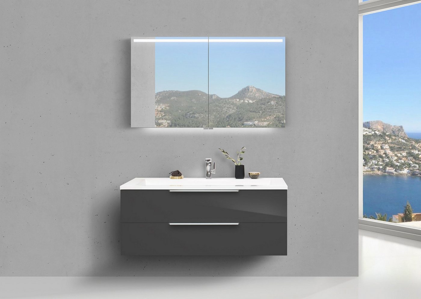 Intarbad Badmöbel-Set Badmöbel CUBO 120 cm Waschbecken Evermite, mit Unterschrank und Led Intarbad Badmöbel-Set Badmöbel CUBO 120 cm Waschbecken Evermite, mit Unterschrank und Led von Intarbad