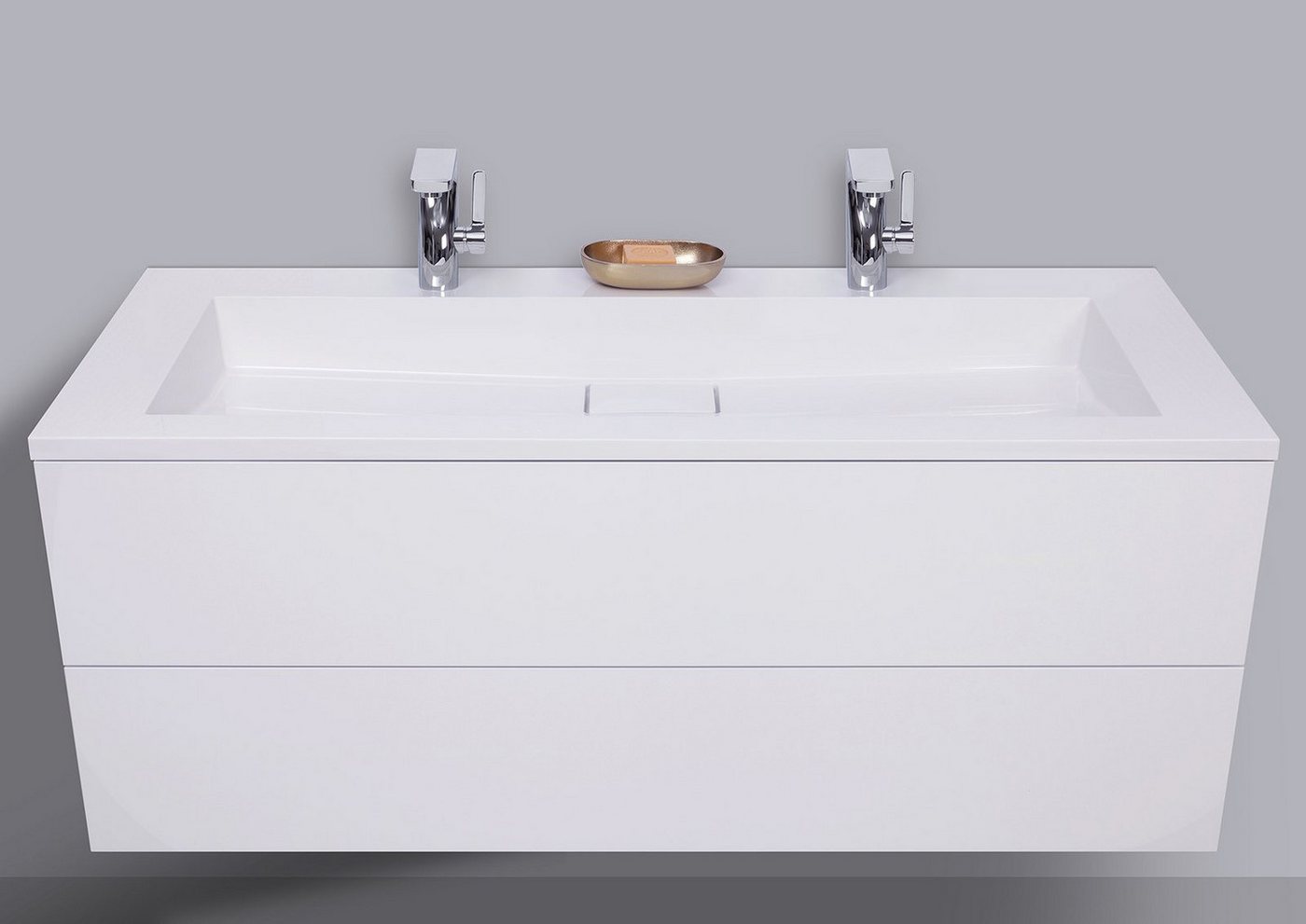 Intarbad Badmöbel-Set Badmöbel Cubo grifflos 120 cm Doppelwaschtisch mit Unterschrank, Made Intarbad Badmöbel-Set Badmöbel Cubo grifflos 120 cm Doppelwaschtisch mit Unterschrank, Made von Intarbad