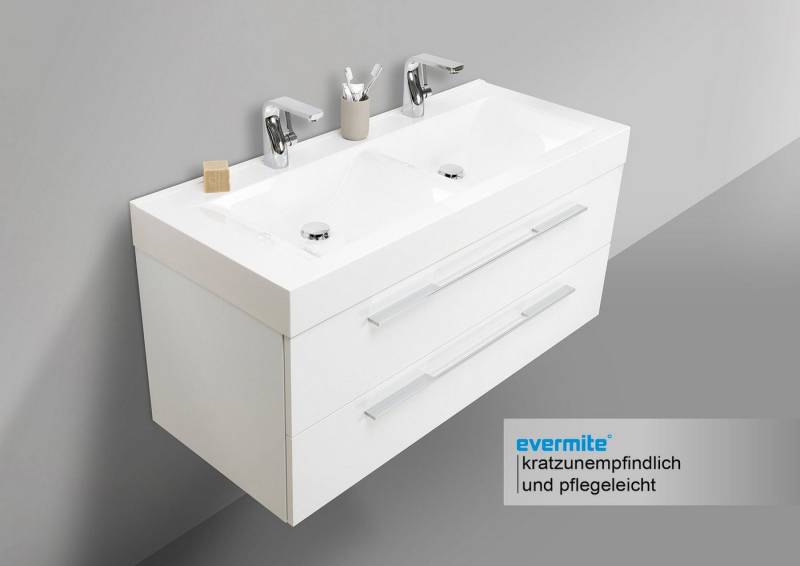 Intarbad Badmöbel-Set Badmöbel Doppelwaschtisch 120 cm Evermite mit Unterschrank, weiss Intarbad Badmöbel-Set Badmöbel Doppelwaschtisch 120 cm Evermite mit Unterschrank, weiss von Intarbad