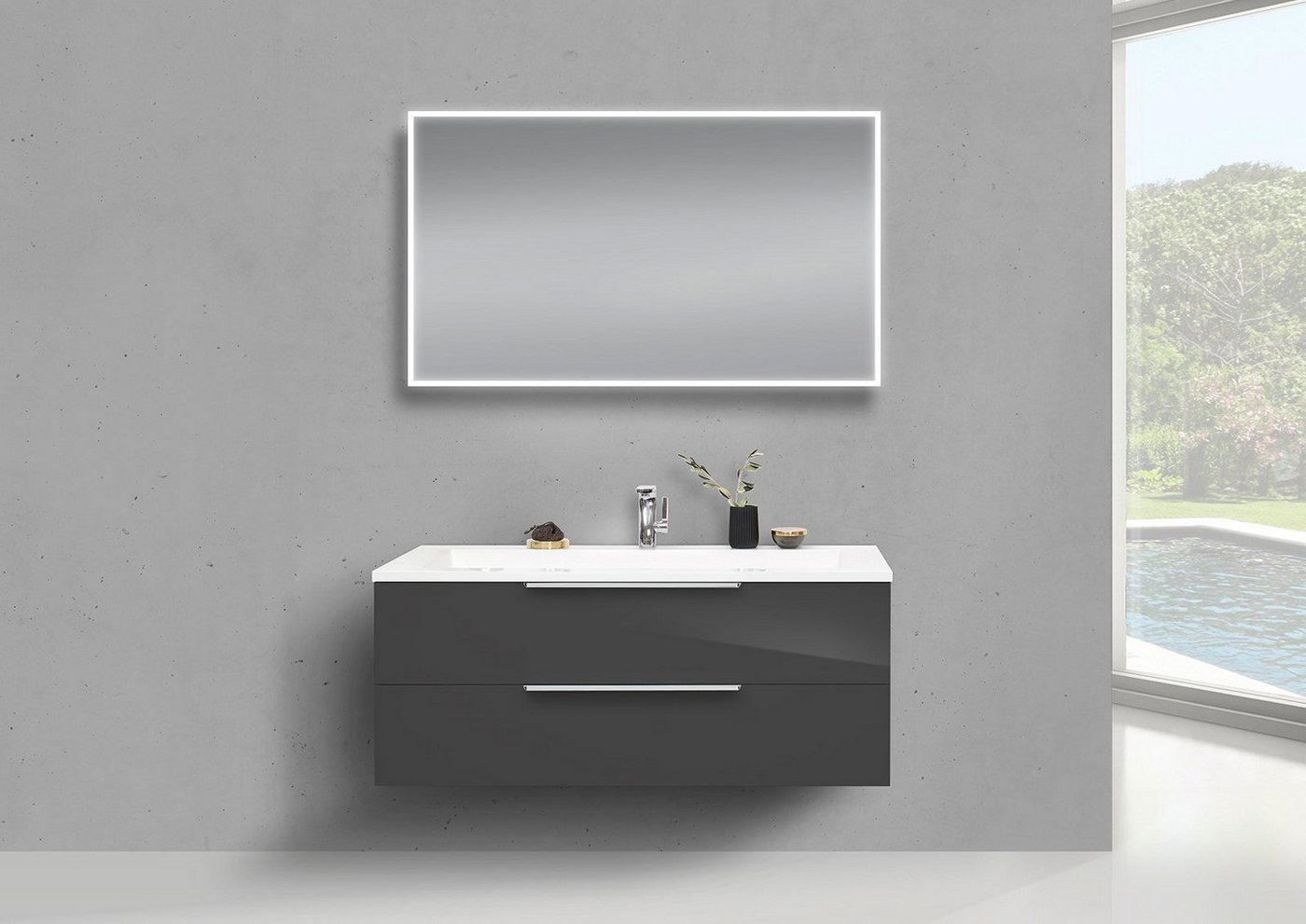 Intarbad Badmöbel-Set Badmöbel Set 120 cm Waschtisch Evermite, mit Unterschrank und Led Intarbad Badmöbel-Set Badmöbel Set 120 cm Waschtisch Evermite, mit Unterschrank und Led von Intarbad