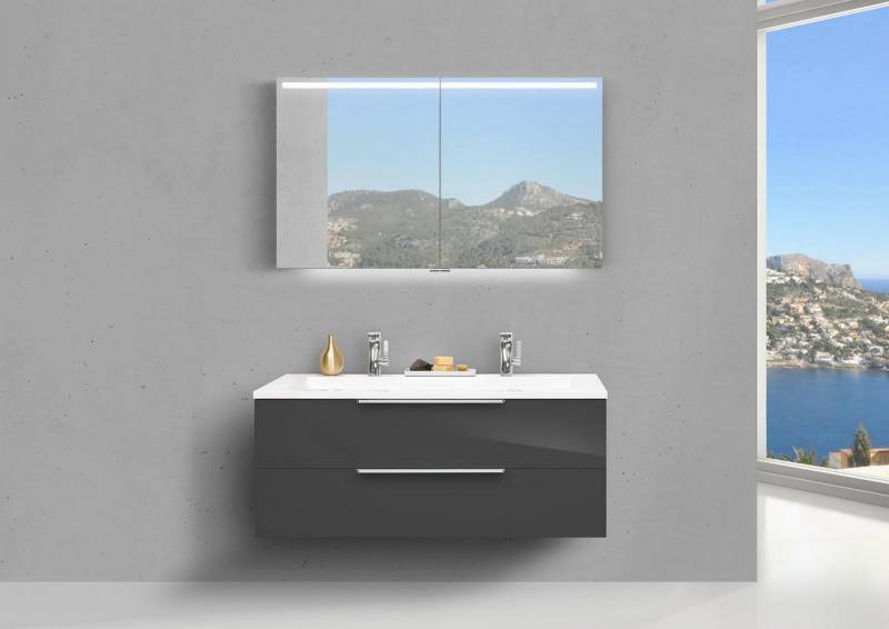Intarbad Badmöbel-Set Badmöbel Set Cubo 120 cm Doppelwaschtisch, mit Unterschrank und Led Intarbad Badmöbel-Set Badmöbel Set Cubo 120 cm Doppelwaschtisch, mit Unterschrank und Led von Intarbad
