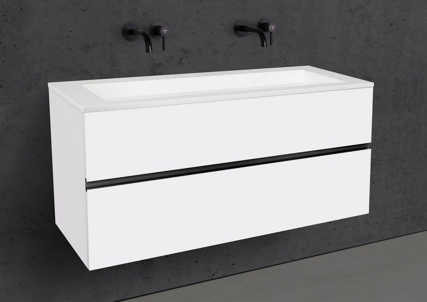 Intarbad Badmöbel-Set Badmöbel Set Cubo 120 cm Doppelwaschtisch & Unterschrank in Weiß Intarbad Badmöbel-Set Badmöbel Set Cubo 120 cm Doppelwaschtisch & Unterschrank in Weiß von Intarbad