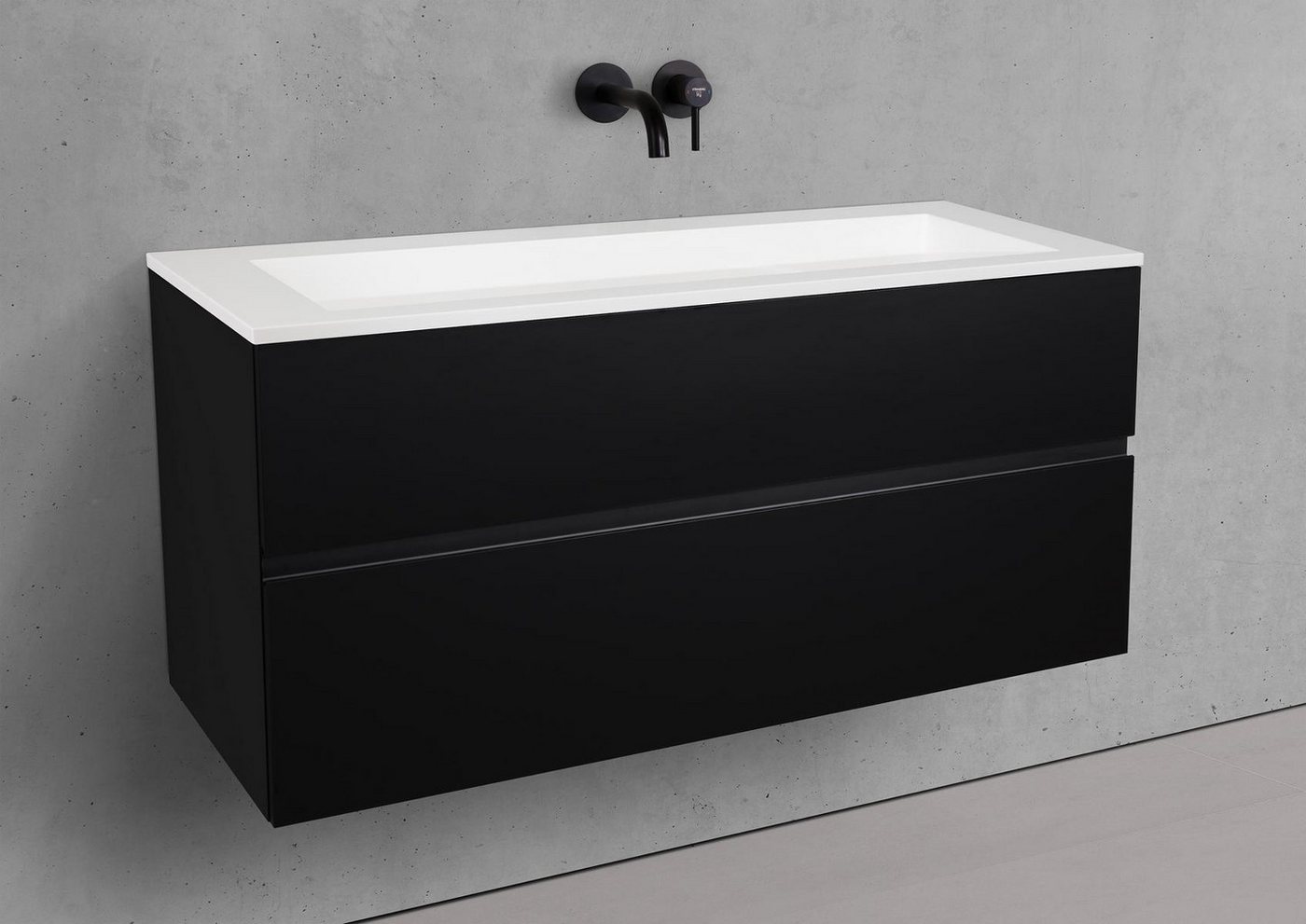 Intarbad Badmöbel-Set Badmöbel Set Cubo 120 cm Waschtisch & Unterschrank in Schwarz Matt Intarbad Badmöbel-Set Badmöbel Set Cubo 120 cm Waschtisch & Unterschrank in Schwarz Matt von Intarbad