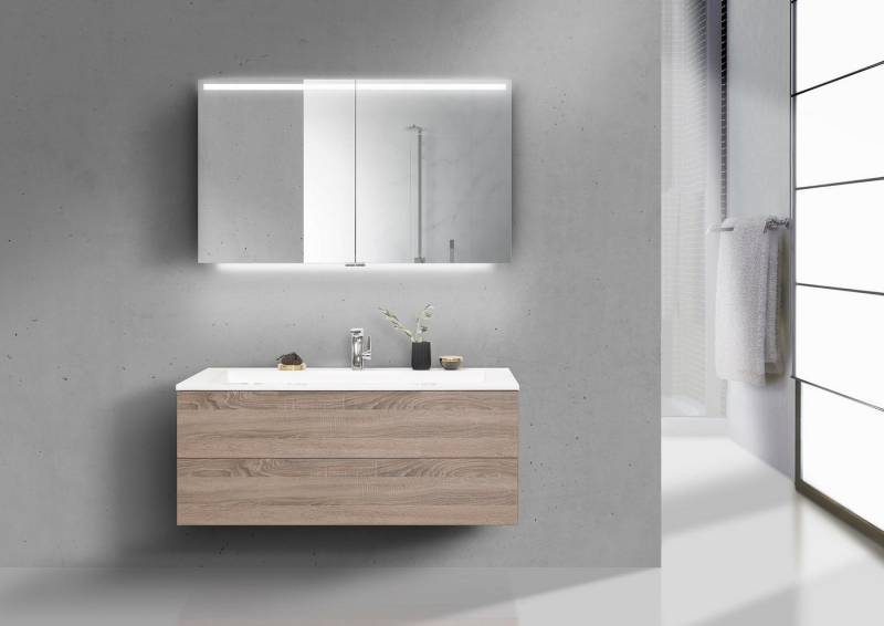 Intarbad Badmöbel-Set Badmöbel Set Cubo grifflos 120 cm Evermite Waschbecken, Led Intarbad Badmöbel-Set Badmöbel Set Cubo grifflos 120 cm Evermite Waschbecken, Led von Intarbad