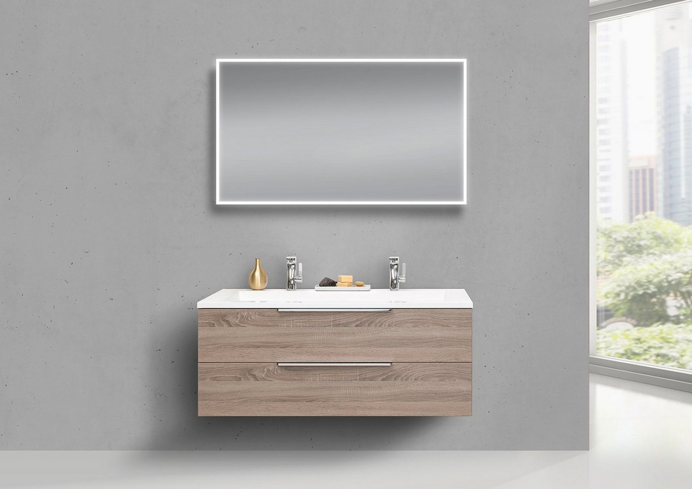 Intarbad Badmöbel-Set Badmöbel Set Intarbad CUBO 120 cm Doppelwaschbecken, Unterschrank und Intarbad Badmöbel-Set Badmöbel Set Intarbad CUBO 120 cm Doppelwaschbecken, Unterschrank und von Intarbad