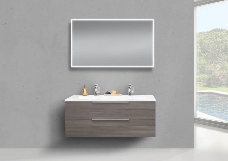 Intarbad Badmöbel-Set Badmöbel Set Intarbad CUBO 120 cm Doppelwaschbecken, Unterschrank und von Intarbad