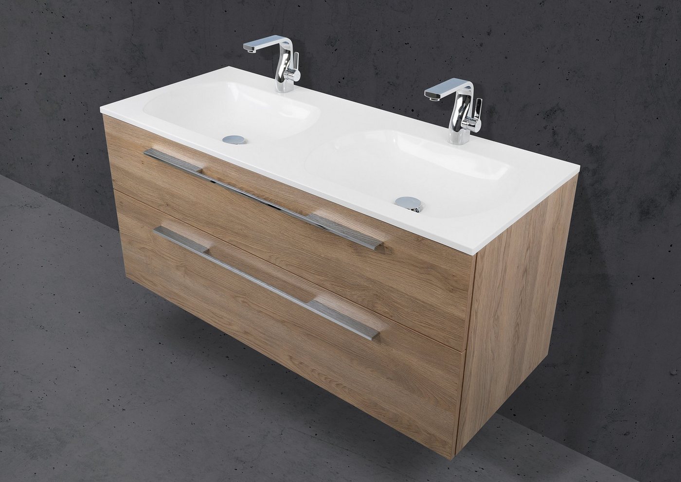 Intarbad Badmöbel-Set Badmöbel Set Modica 120 cm Doppelwaschtisch Evermite, Dekor frei Intarbad Badmöbel-Set Badmöbel Set Modica 120 cm Doppelwaschtisch Evermite, Dekor frei von Intarbad