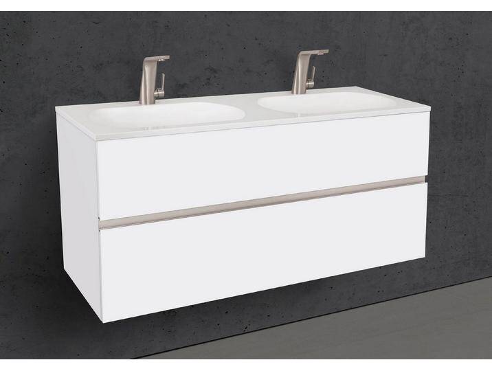 Intarbad Badmöbel-Set Badmöbel Set Modica 120 cm Doppelwaschtisch & Unterschrank in Weiß, Halifax Eiche Tabak Intarbad Badmöbel-Set Badmöbel Set Modica 120 cm Doppelwaschtisch & Unterschrank in Weiß, Halifax Eiche Tabak von Intarbad