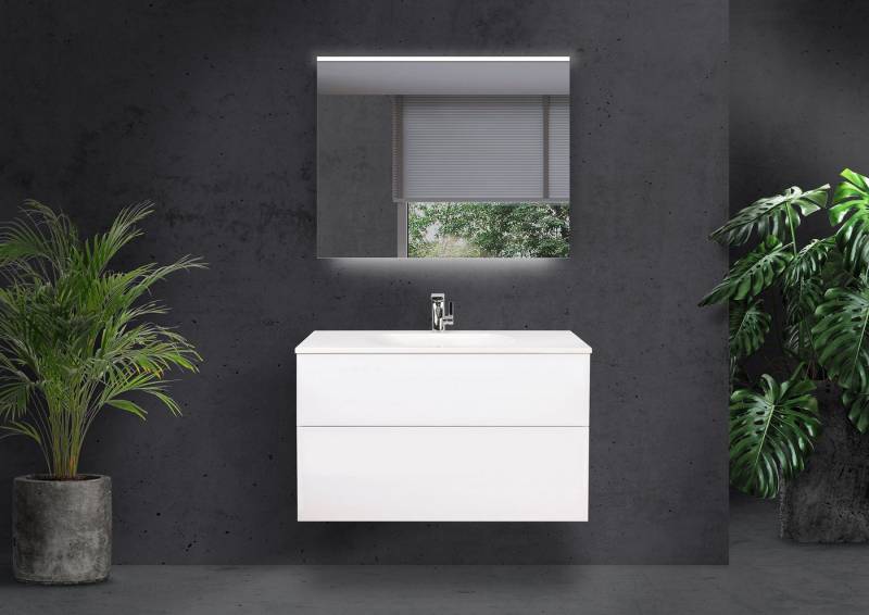 Intarbad Badmöbel-Set Badmöbel Set Modica 90 cm grifflos mit Evermite Waschtisch Intarbad Badmöbel-Set Badmöbel Set Modica 90 cm grifflos mit Evermite Waschtisch von Intarbad