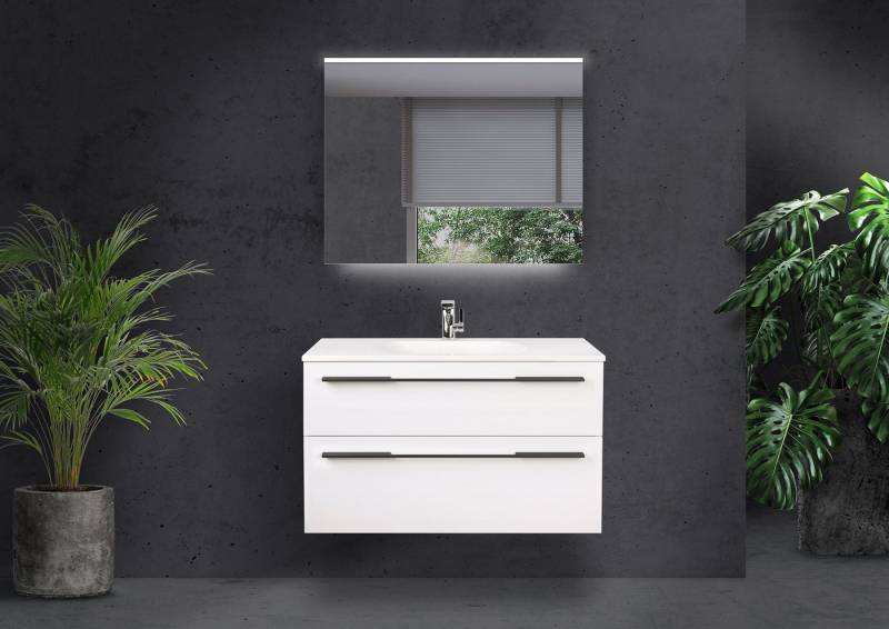 Intarbad Badmöbel-Set Badmöbel Set Modica 90 cm mit Evermite Waschtisch, Lichtspiegel LED Intarbad Badmöbel-Set Badmöbel Set Modica 90 cm mit Evermite Waschtisch, Lichtspiegel LED von Intarbad