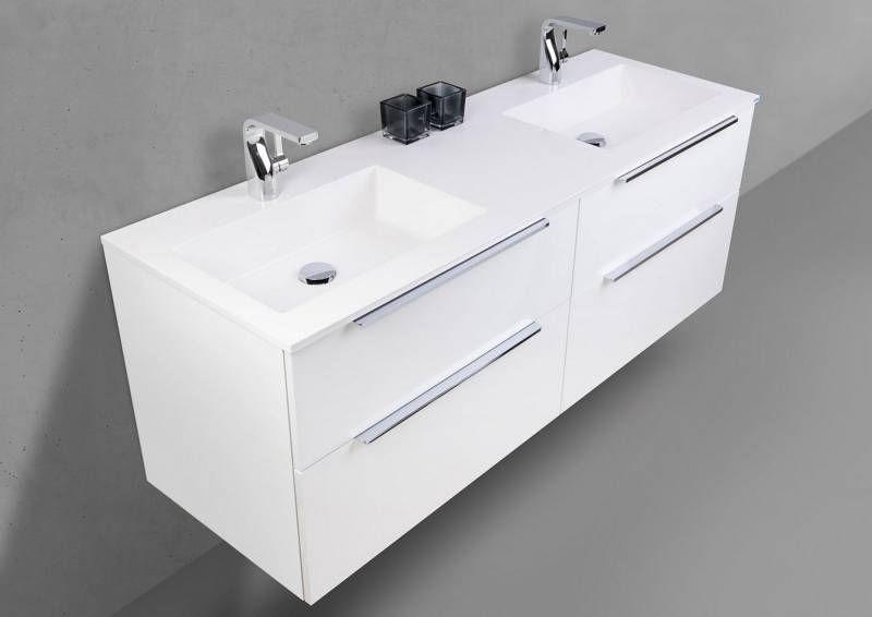 Intarbad Badmöbel-Set Badmöbel Set SKY Doppelwaschtisch 150 cm mit Unterschrank und Evermite Intarbad Badmöbel-Set Badmöbel Set SKY Doppelwaschtisch 150 cm mit Unterschrank und Evermite von Intarbad