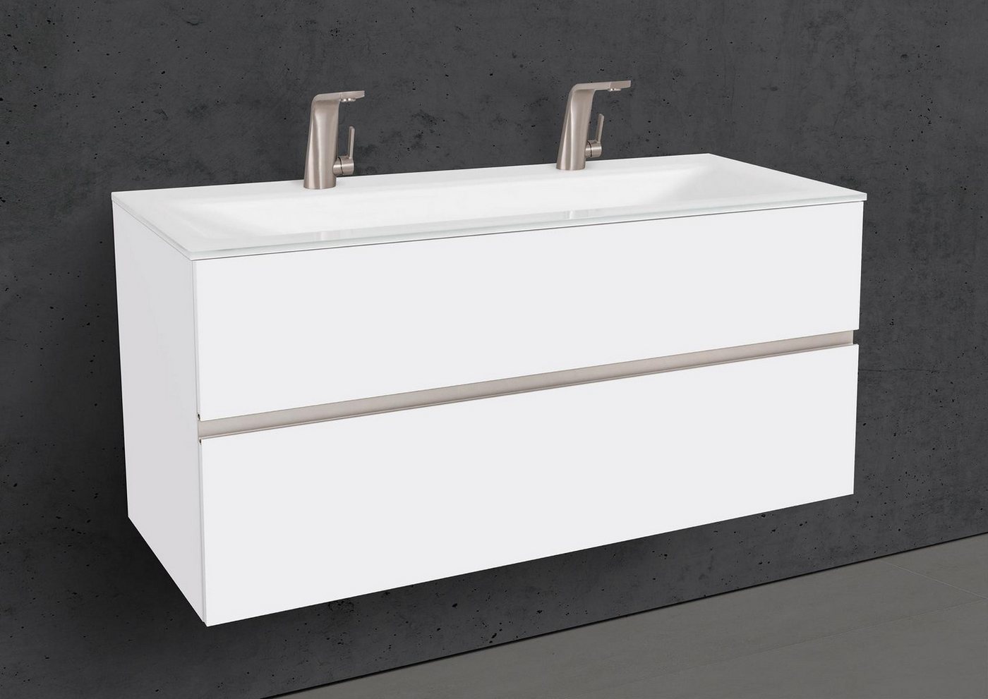 Intarbad Badmöbel-Set Badmöbel Set Saphir 120 cm Glasdoppelwaschtisch Optiwhite & Intarbad Badmöbel-Set Badmöbel Set Saphir 120 cm Glasdoppelwaschtisch Optiwhite & von Intarbad