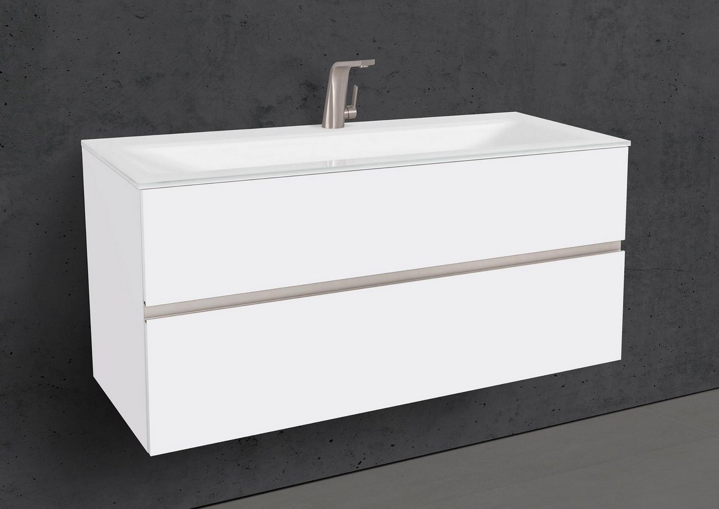 Intarbad Badmöbel-Set Badmöbel Set Saphir 120 cm Glaswaschtisch Optiwhite & Unterschrank Intarbad Badmöbel-Set Badmöbel Set Saphir 120 cm Glaswaschtisch Optiwhite & Unterschrank von Intarbad