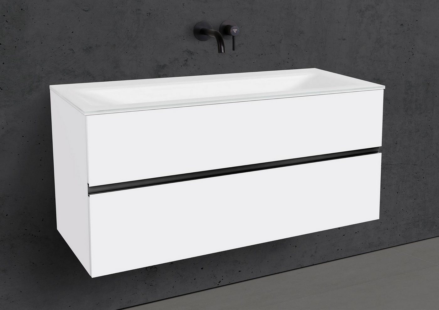 Intarbad Badmöbel-Set Badmöbel Set Saphir 120 cm Glaswaschtisch Optiwhite & Unterschrank Intarbad Badmöbel-Set Badmöbel Set Saphir 120 cm Glaswaschtisch Optiwhite & Unterschrank von Intarbad