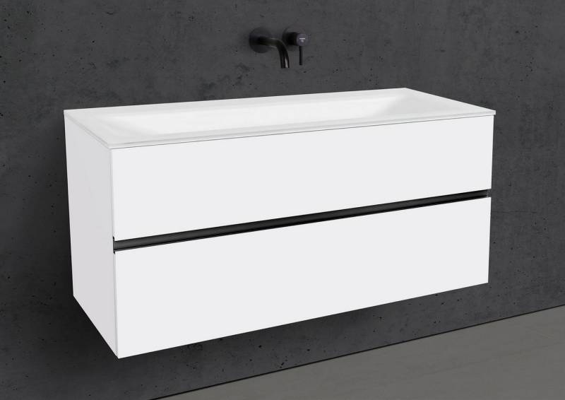 Intarbad Badmöbel-Set Badmöbel Set Saphir 120 cm Glaswaschtisch Optiwhite & Unterschrank von Intarbad