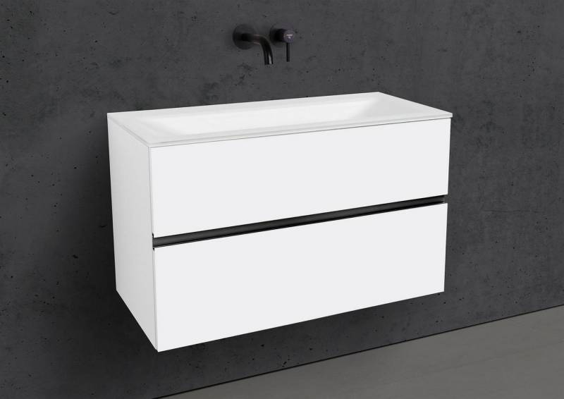 Intarbad Badmöbel-Set Badmöbel Set Saphir 90 cm Glaswaschtisch Optiwhite & Unterschrank Intarbad Badmöbel-Set Badmöbel Set Saphir 90 cm Glaswaschtisch Optiwhite & Unterschrank von Intarbad