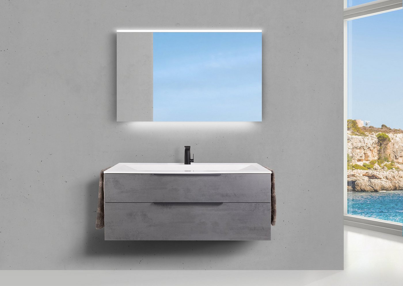 Intarbad Badmöbel-Set Badmöbel Set Valenta 120 cm Waschtisch Evermite, Lichtspiegel LED Intarbad Badmöbel-Set Badmöbel Set Valenta 120 cm Waschtisch Evermite, Lichtspiegel LED von Intarbad