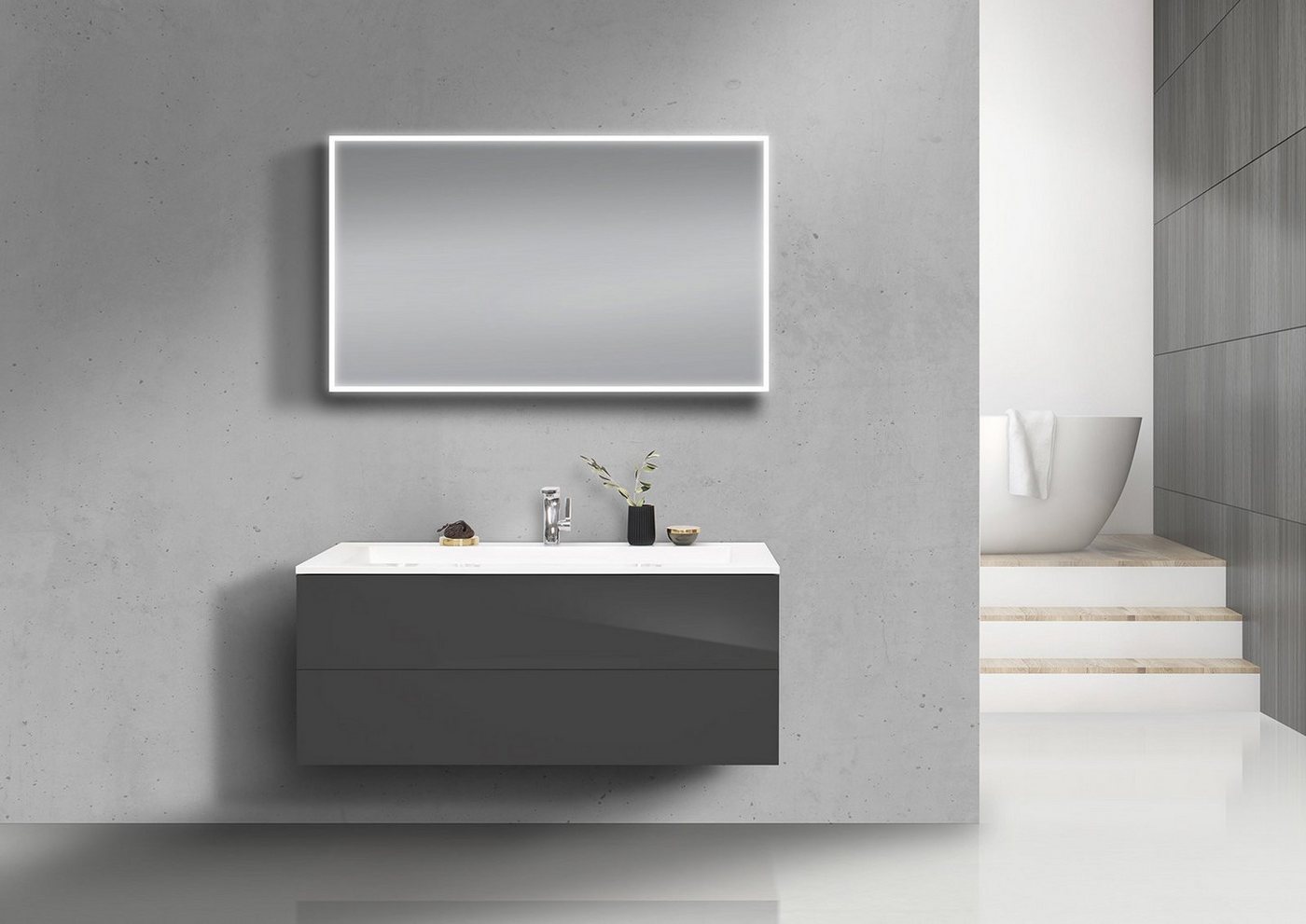 Intarbad Badmöbel-Set Badmöbel Set grifflos 120 cm Waschtisch Evermite, mit Unterschrank und Intarbad Badmöbel-Set Badmöbel Set grifflos 120 cm Waschtisch Evermite, mit Unterschrank und von Intarbad