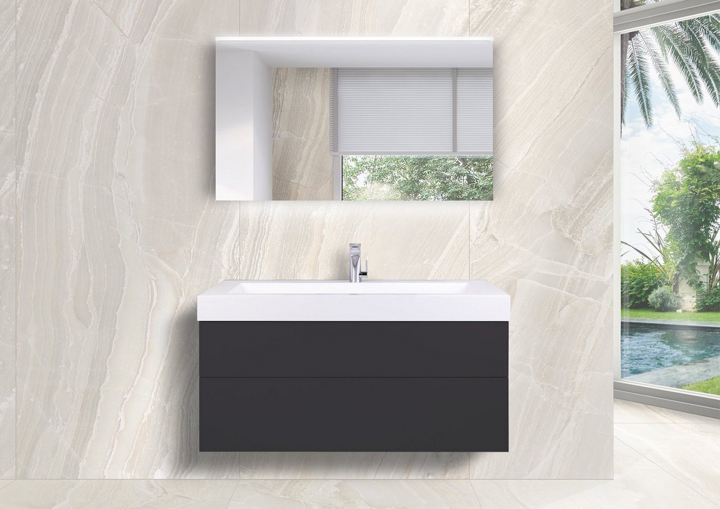 Intarbad Badmöbel-Set Badmöbel Set grifflos 120 cm Waschtisch Evermite, mit Unterschrank und Intarbad Badmöbel-Set Badmöbel Set grifflos 120 cm Waschtisch Evermite, mit Unterschrank und von Intarbad