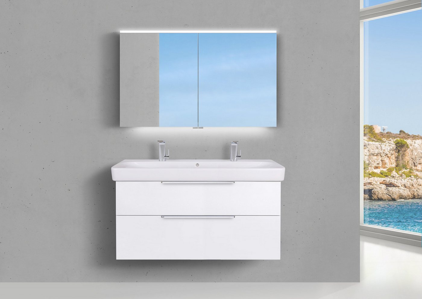 Intarbad Badmöbel-Set Badmöbel Set mit Geberit Smyle Square Waschtisch 120 cm, Unterschrank Intarbad Badmöbel-Set Badmöbel Set mit Geberit Smyle Square Waschtisch 120 cm, Unterschrank von Intarbad