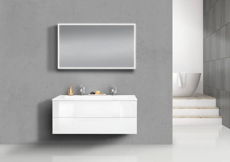 Intarbad Badmöbel-Set Badmöbel grifflos Doppelwaschtisch 120 cm mit Unterschrank und Led von Intarbad