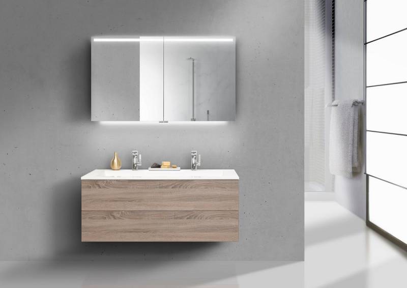 Intarbad Badmöbel-Set Intarbad Cubo 120 cm Doppelwaschbecken Badset grifflos mit Intarbad Badmöbel-Set Intarbad Cubo 120 cm Doppelwaschbecken Badset grifflos mit von Intarbad