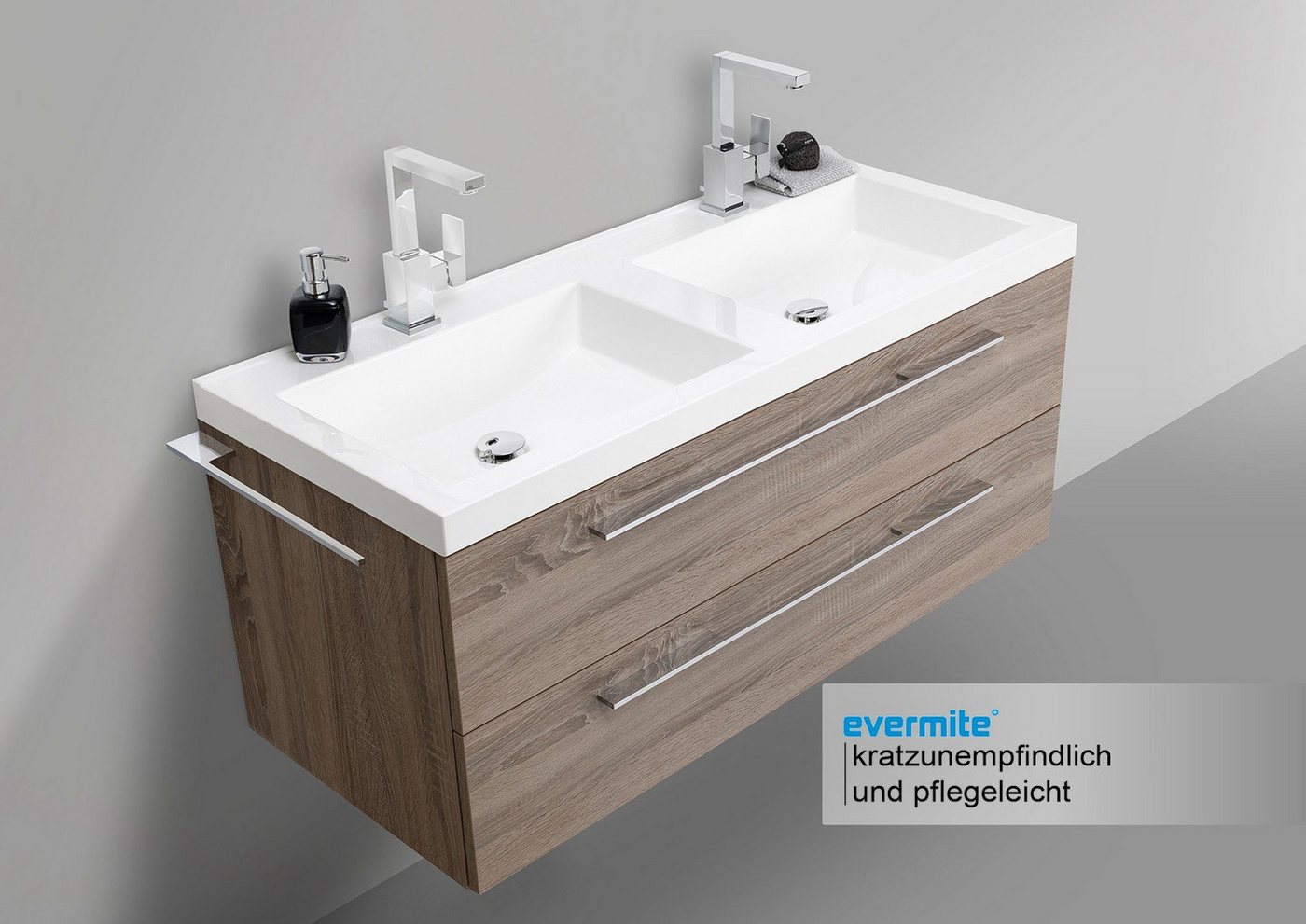 Intarbad Badmöbel-Set Doppelwaschtisch 120 cm mit Unterschrank, Evermite Waschbecken, Made Intarbad Badmöbel-Set Doppelwaschtisch 120 cm mit Unterschrank, Evermite Waschbecken, Made von Intarbad