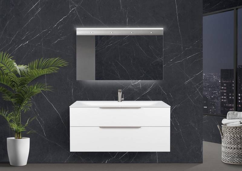 Intarbad Badmöbel-Set Saphir - Badmöbelset 120 cm mit Glaswaschbecken (Einzel), Unterschrank von Intarbad
