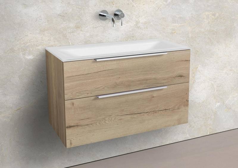 Intarbad Badmöbel-Set Saphir - Badmöbelset 90 cm mit Glaswaschbecken und Unterschrank Grau von Intarbad