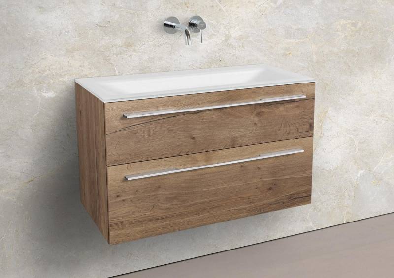 Intarbad Badmöbel-Set Saphir - Badmöbelset 90 cm mit Glaswaschbecken und Unterschrank von Intarbad