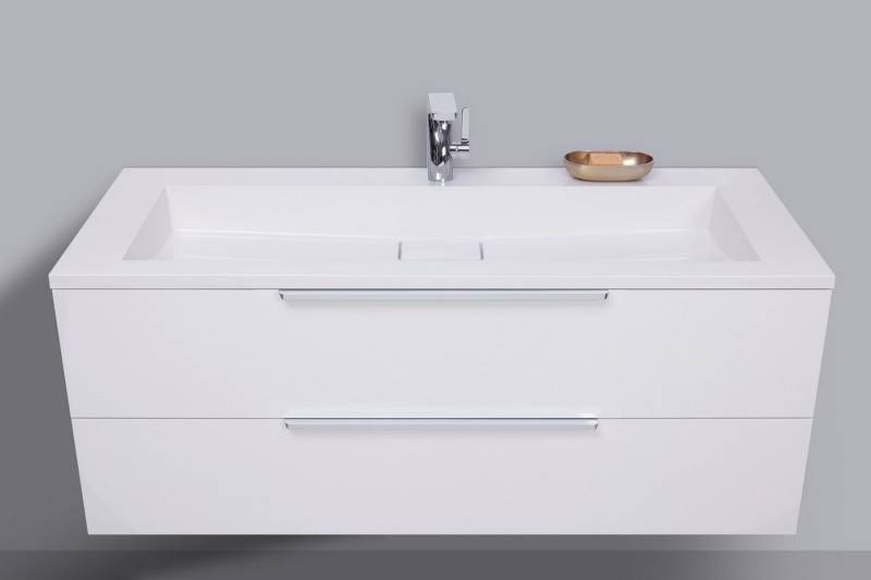 Intarbad Badmöbel-Set Waschtisch mit Unterschrank Badmöbel Set 120 cm, Evermite Waschbecken von Intarbad
