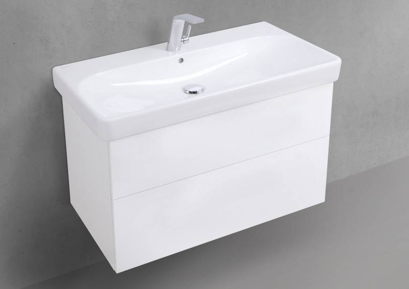 Intarbad Badmöbel-Set Badmöbelset Shape 90 cm inkl. Geberit Smyle Square Waschtisch mit Intarbad Badmöbel-Set Badmöbelset Shape 90 cm inkl. Geberit Smyle Square Waschtisch mit von Intarbad