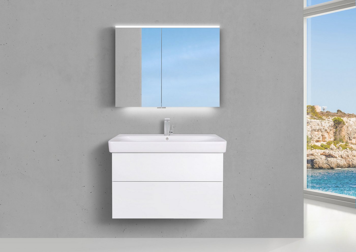 Intarbad Badmöbel-Set Badset Shape mit Geberit Smyle Square WT 90 cm, Unterschrank grifflos Intarbad Badmöbel-Set Badset Shape mit Geberit Smyle Square WT 90 cm, Unterschrank grifflos von Intarbad