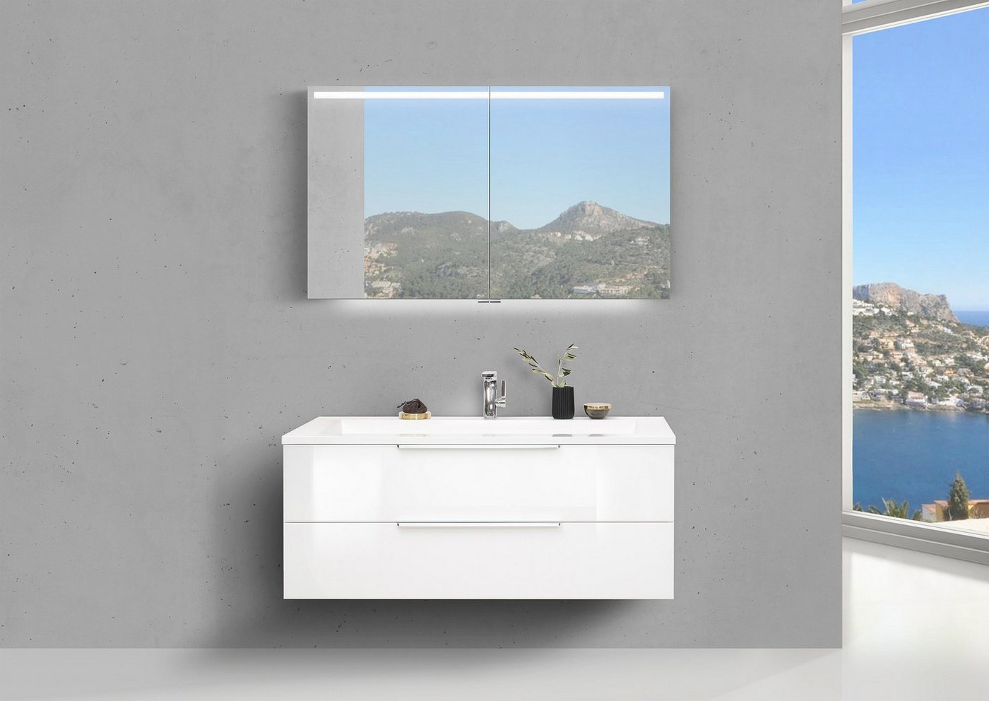 Intarbad Badmöbel-Set Design Badmöbel Set CUBO 120 cm Waschtisch, mit LED Spiegelschrank Intarbad Badmöbel-Set Design Badmöbel Set CUBO 120 cm Waschtisch, mit LED Spiegelschrank von Intarbad