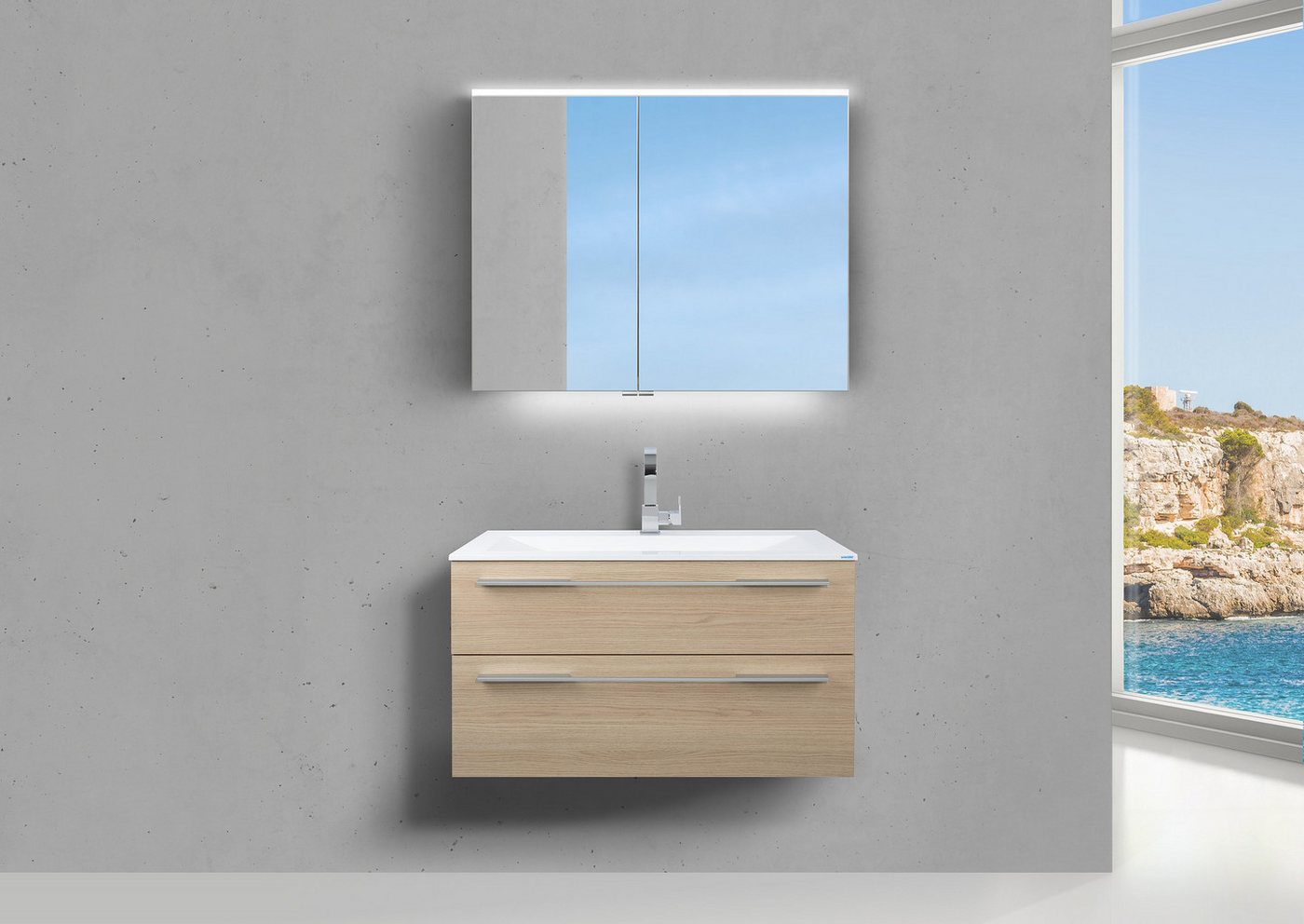 Intarbad Badmöbel-Set Design Badmöbel Valenta 90 cm Evermite Waschbecken Spiegelschrank Intarbad Badmöbel-Set Design Badmöbel Valenta 90 cm Evermite Waschbecken Spiegelschrank von Intarbad
