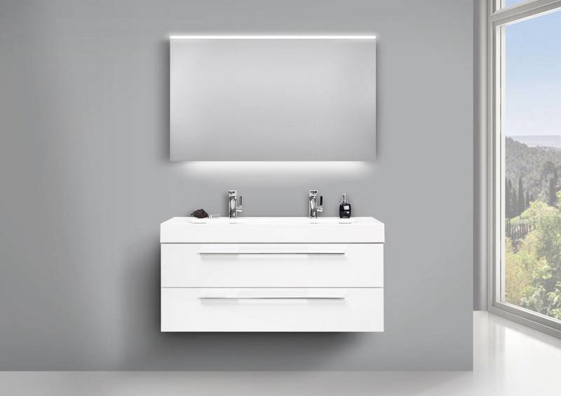 Intarbad Badmöbel-Set Design Doppelwaschtisch, Unterschrank 120cm Weiss und LED Lichtspiegel Intarbad Badmöbel-Set Design Doppelwaschtisch, Unterschrank 120cm Weiss und LED Lichtspiegel von Intarbad