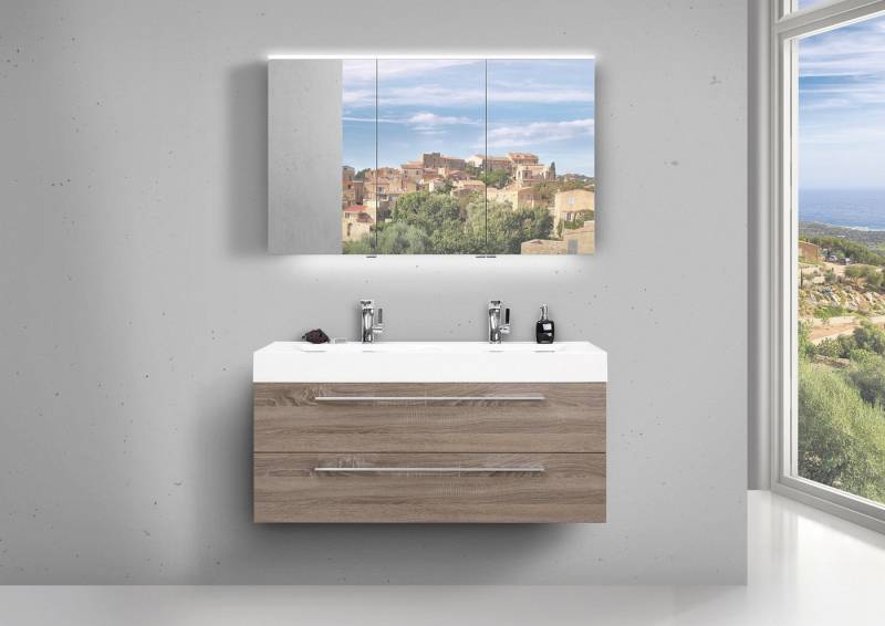 Intarbad Badmöbel-Set Doppelwaschtisch, Unterschrank 120cm und LED Spiegelschrank doppelt Intarbad Badmöbel-Set Doppelwaschtisch, Unterschrank 120cm und LED Spiegelschrank doppelt von Intarbad
