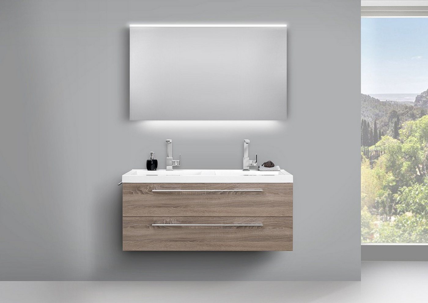 Intarbad Badmöbel-Set Doppelwaschtisch 120cm und LED Lichtspiegel Badezimmer Set Intarbad Badmöbel-Set Doppelwaschtisch 120cm und LED Lichtspiegel Badezimmer Set von Intarbad