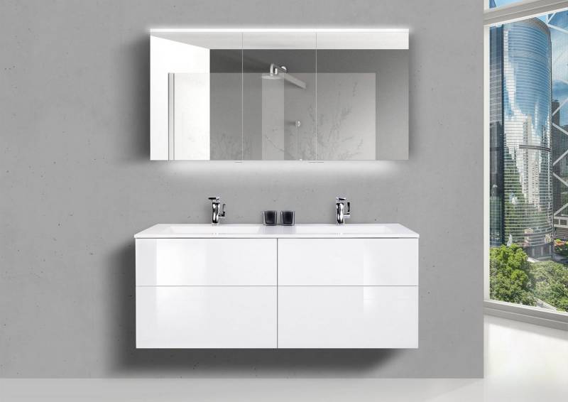 Intarbad Badmöbel-Set Doppelwaschtisch 140 cm Badmöbel SKY grifflos, Unterschrank mit LED Intarbad Badmöbel-Set Doppelwaschtisch 140 cm Badmöbel SKY grifflos, Unterschrank mit LED von Intarbad