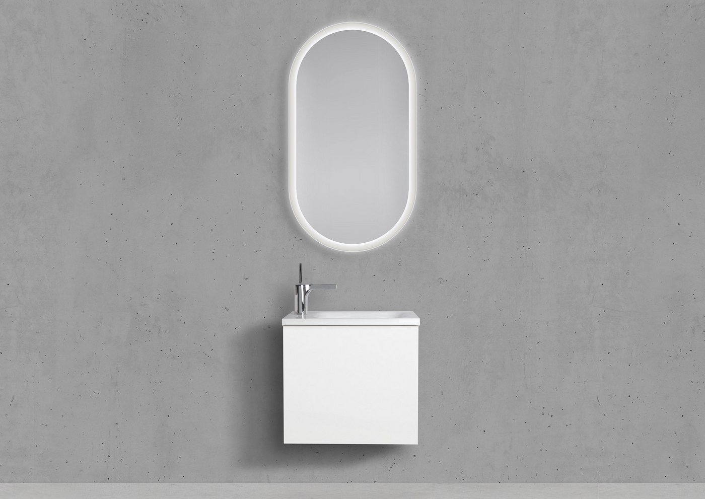 Intarbad Badmöbel-Set Gäste Badmöbel Set, Waschtisch 50x25cm, Design Spiegel LED Anthrazit Intarbad Badmöbel-Set Gäste Badmöbel Set, Waschtisch 50x25cm, Design Spiegel LED Anthrazit von Intarbad
