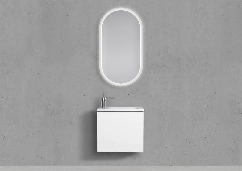 Intarbad Badmöbel-Set Gäste Badmöbel Set, Waschtisch 50x25cm, Design Spiegel LED Weiß Intarbad Badmöbel-Set Gäste Badmöbel Set, Waschtisch 50x25cm, Design Spiegel LED Weiß von Intarbad