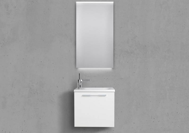 Intarbad Badmöbel-Set Gäste Badmöbel Set Rimini, mit LED Lichtspiegel, weiß HG Anthrazit Intarbad Badmöbel-Set Gäste Badmöbel Set Rimini, mit LED Lichtspiegel, weiß HG Anthrazit von Intarbad