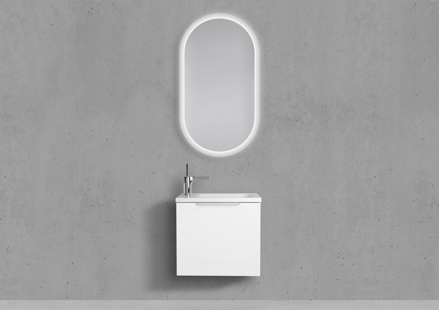 Intarbad Badmöbel-Set Gäste Badmöbel Set Rimini, mit LED Lichtspiegel, weiß HG Intarbad Badmöbel-Set Gäste Badmöbel Set Rimini, mit LED Lichtspiegel, weiß HG von Intarbad